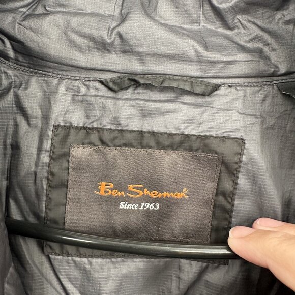 Ben Sherman Puffer Jacket Mens Size Medium Black Full Zip‎ Coat Classic Pockets - Picture 5 of 6